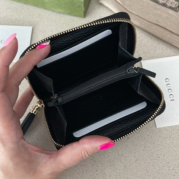 $985 NEW Authentic GUCCI Black Gold Soho Wallet Card Holder Tassel Leather - Picture 14 of 14